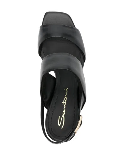 Santoni 60mm Double-strap Slingback Sandals In Black