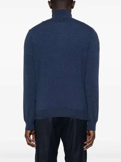 Corneliani Mock-neck Sweater In Blue