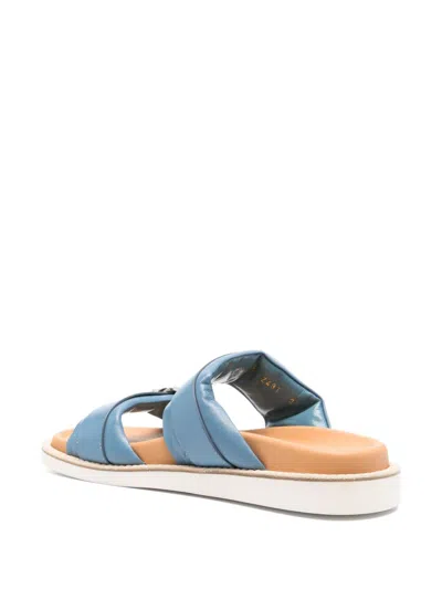 Santoni Open-design Blue Sandals With Stylish Buckles In Blue