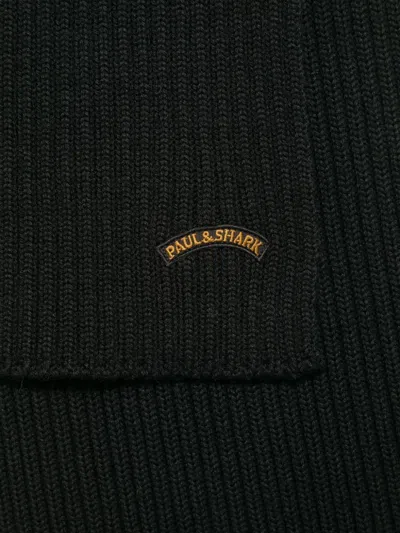 Paul & Shark Ribbed-knit Scarf In Black