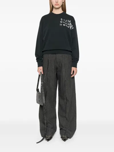 Mm6 Maison Margiela Logo Printed Cotton Jersey Sweatshirt In Black