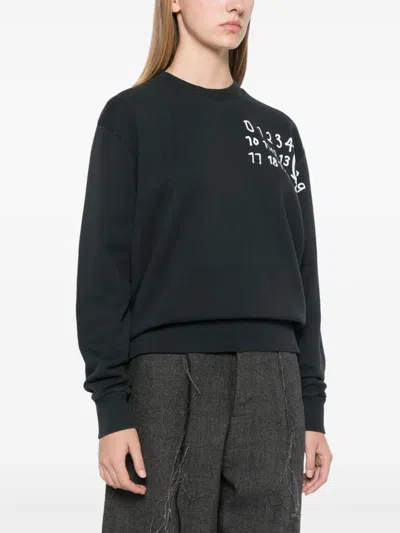 Mm6 Maison Margiela Logo Printed Cotton Jersey Sweatshirt In Black