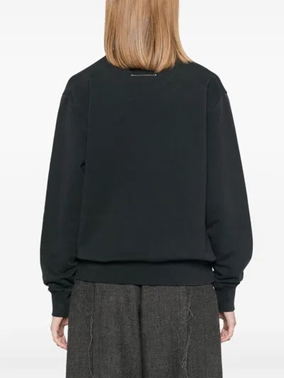 Mm6 Maison Margiela Logo Printed Cotton Jersey Sweatshirt In Black