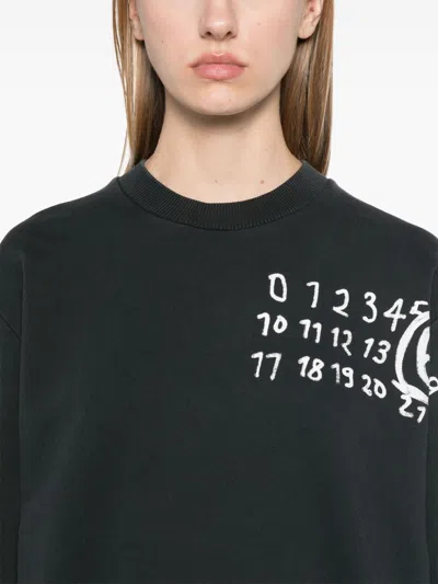 Mm6 Maison Margiela Logo Printed Cotton Jersey Sweatshirt In Black