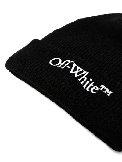 Off-white Bookish Wool Beanie In Black