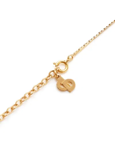 Pre-owned Dior Rhinestone Heart Pendant Necklace In Gold