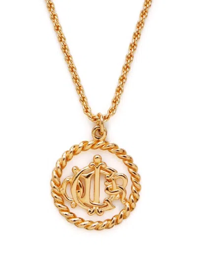 Pre-owned Dior Logo Pendant Necklace In Silver