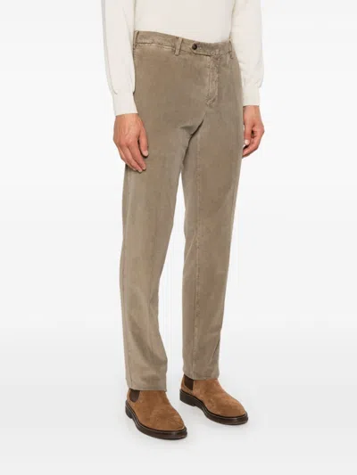 Pt Torino Mid-rise Linen Blend Chinos In Brown