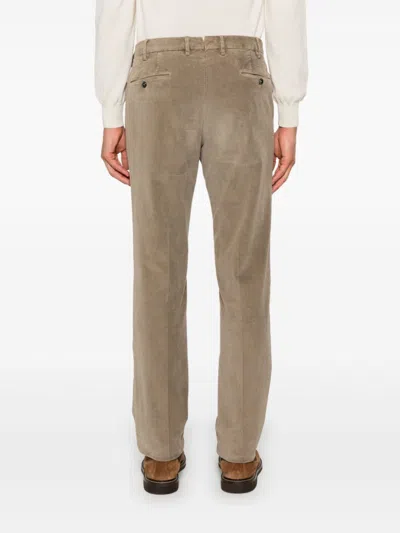 Pt Torino Mid-rise Linen Blend Chinos In Brown
