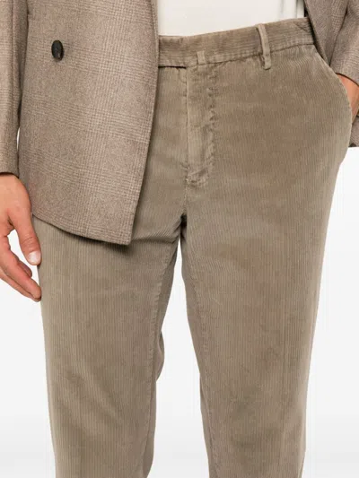 Pt Torino Mid-rise Linen Blend Chinos In Brown
