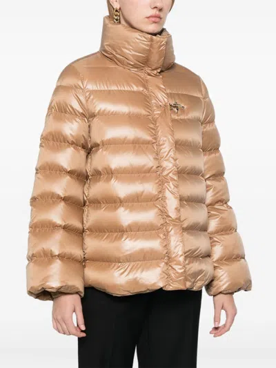 Fay Padded Quilted Stand-up Collar Jackets In Neutrals