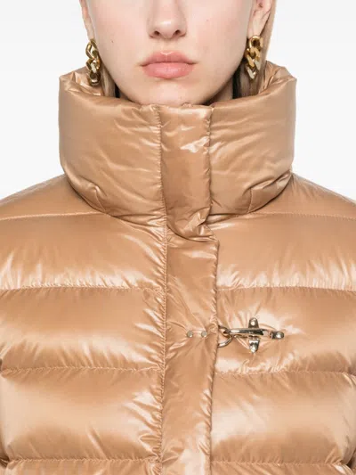 Fay Padded Quilted Stand-up Collar Jackets In Neutrals