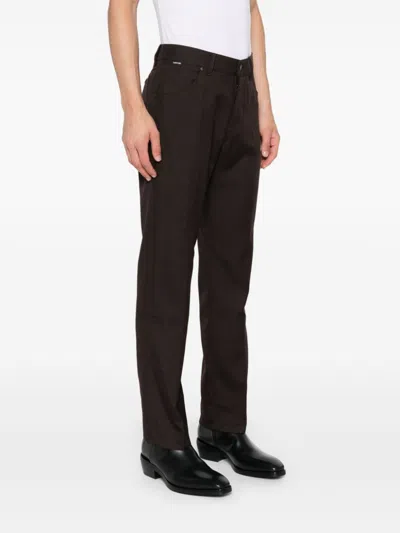 Tom Ford Twill Trousers In Brown