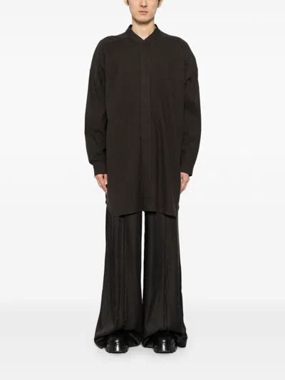 Rick Owens Snap Collar Faun Shirt In Grey
