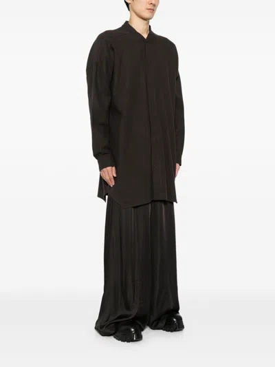 Rick Owens Snap Collar Faun Shirt In Grey