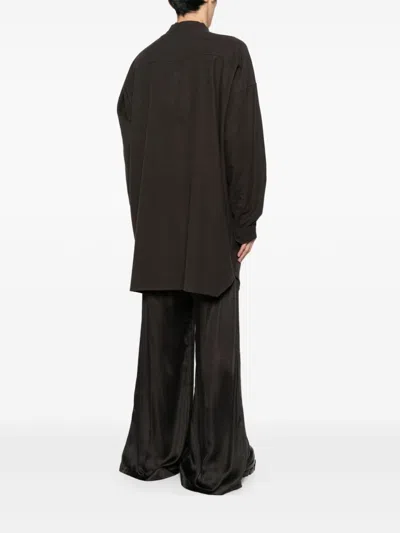 Rick Owens Snap Collar Faun Shirt In Grey