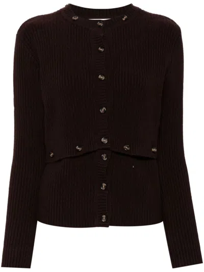 Rokh Brown Multi Buttons Cardigan In Brown