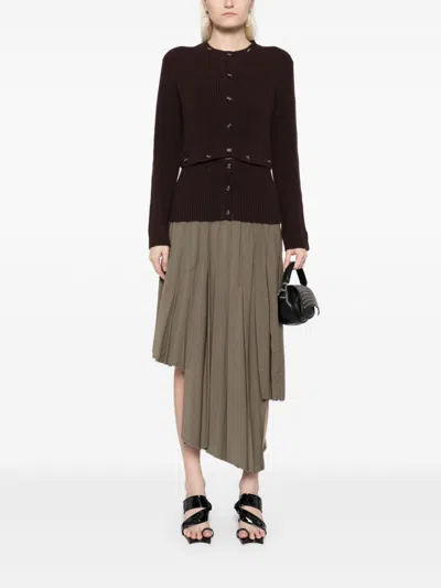 Rokh Brown Multi Buttons Cardigan In Brown