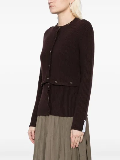 Rokh Brown Multi Buttons Cardigan In Brown