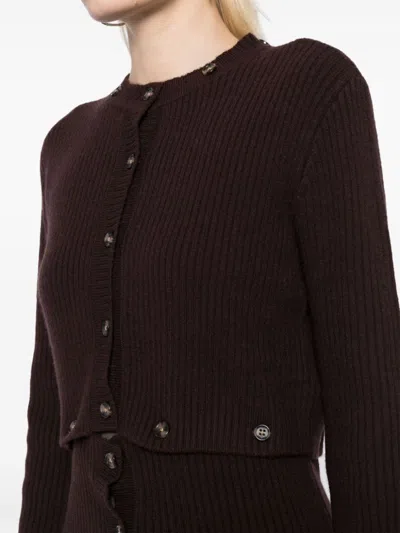 Rokh Brown Multi Buttons Cardigan In Brown