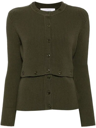 Rokh Multi Buttons Cardigan Olive Green In Green