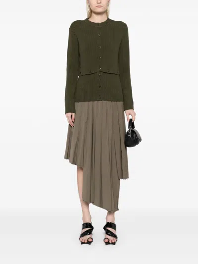 Rokh Multi Buttons Cardigan Olive Green In Green