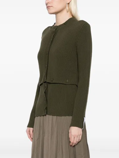 Rokh Multi Buttons Cardigan Olive Green In Green