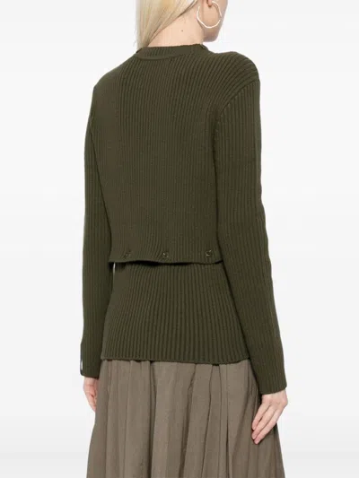 Rokh Multi Buttons Cardigan Olive Green In Green
