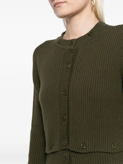 Rokh Multi Buttons Cardigan Olive Green In Green