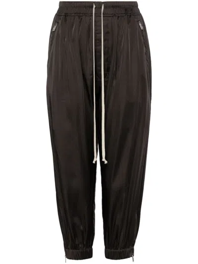 Rick Owens Drop-crotch Drawstring Cropped Trousers In Black