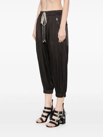 Rick Owens Drop-crotch Drawstring Cropped Trousers In Black