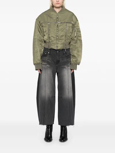 Rokh Broken Bomer Jacket In Green