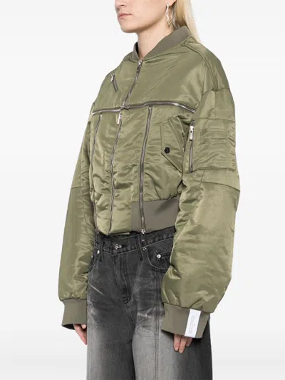 Rokh Broken Bomer Jacket In Green
