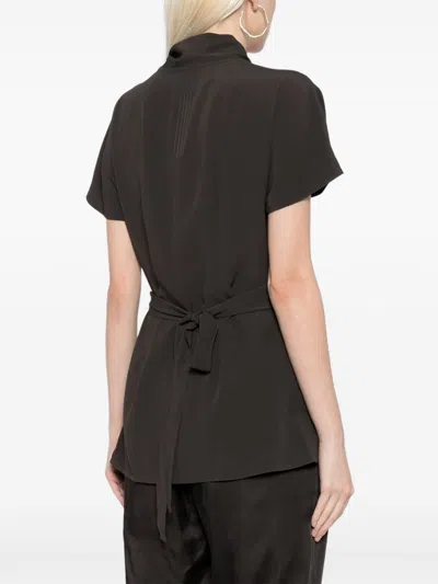 Rick Owens Laura Crepe Wrap Blouse In Neutrals