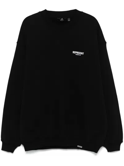 Represent Owners Club Logo Printed Crewneck Sweatshirt In Black