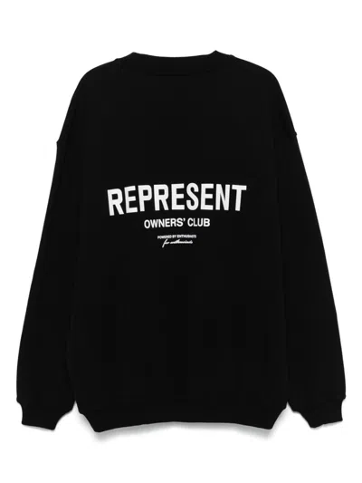 Represent Owners Club Logo Printed Crewneck Sweatshirt In Black