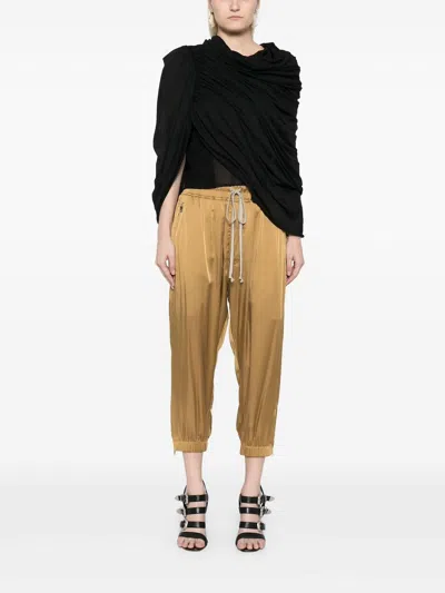 Rick Owens Charmeuse Track Pants In Gold