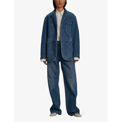Soeur Womens Bleu Charlize Patch-pocket Denim Jacket In Bleu