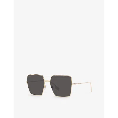 Burberry Womens Gold Be3133 Daphne Square-frame Metal Sunglasses In Gold