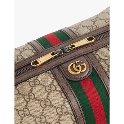 Gucci Monogram-print Brand-plaque Coated-canvas Washbag In B.eb/n.acero/vrv