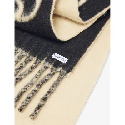 Burberry Fringed Alpaca-blend Jacquard Scarf In Candle