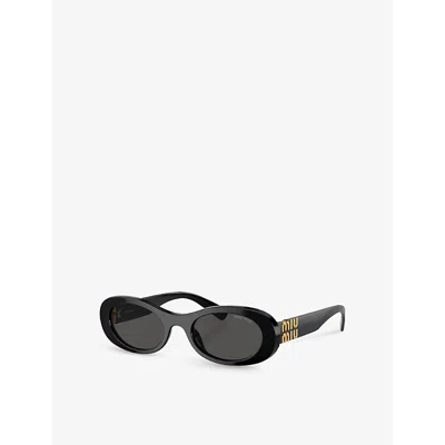 Miu Miu Miu Mens Black Mu 06zs Oval-frame Acetate Sunglasses In Black