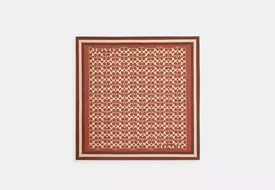 Coach Outlet Signature Print Silk Square Scarf In Brown