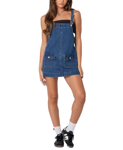 EDIKTED OVERALL DENIM MINI DRESS 