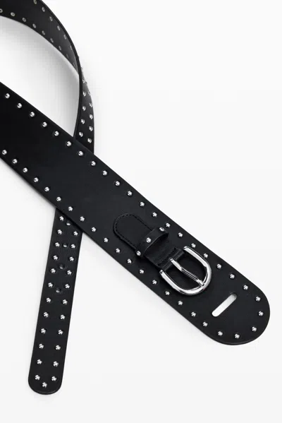 Desigual Wide Studded Belt In Black