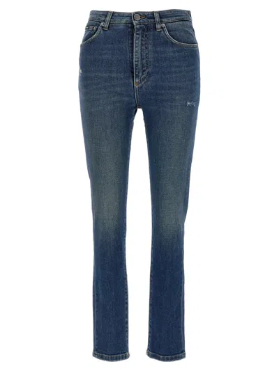 Dolce & Gabbana Logo-plaque Straight-leg Jeans In Black