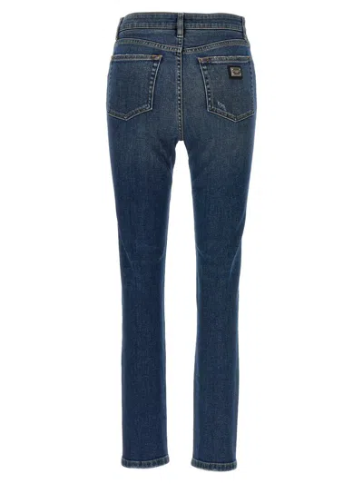 Dolce & Gabbana Logo-plaque Straight-leg Jeans In Black