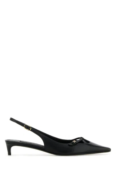 Dolce & Gabbana Mun 30 Croc-embossed Leather Slingback Pumps In Black