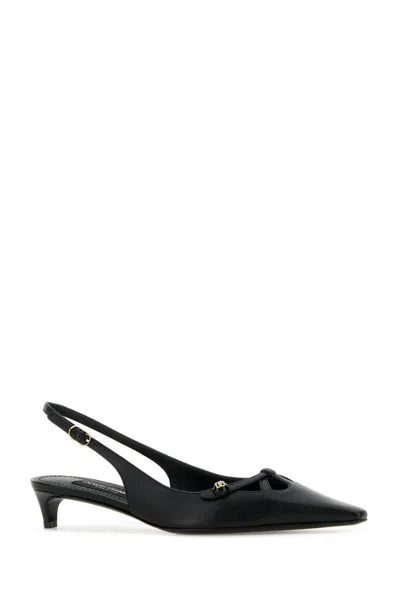 Dolce & Gabbana Mun 30 Croc-embossed Leather Slingback Pumps In Black