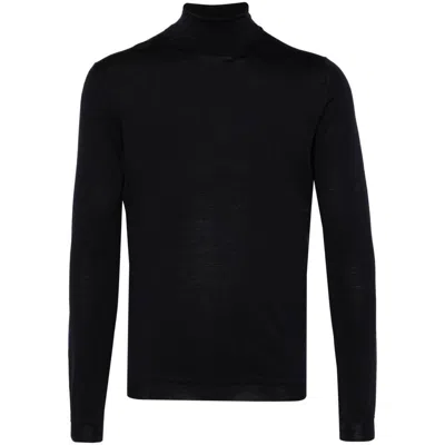 Goes Botanical Fine-knit High-neck Jumper In Blue